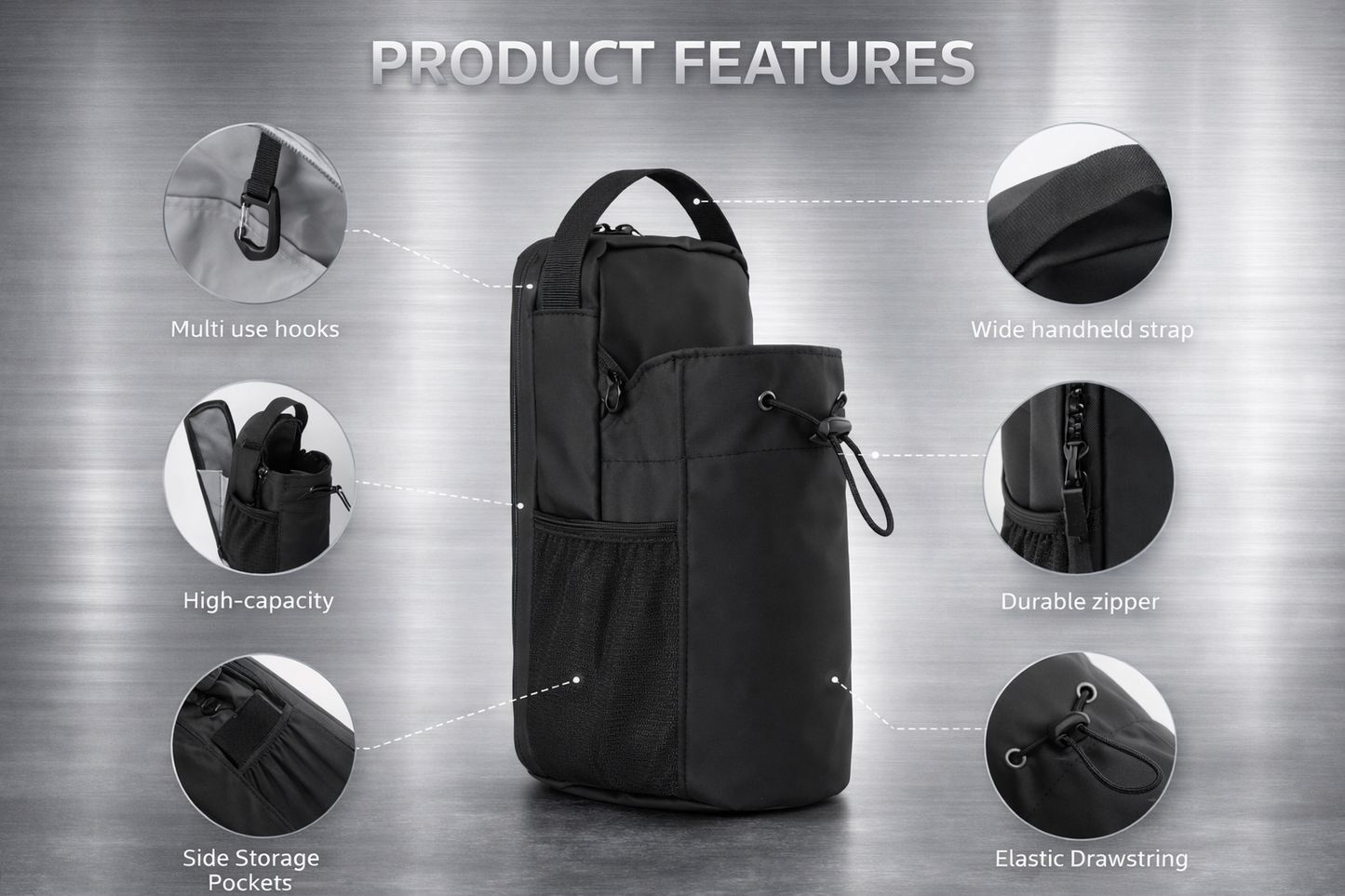 GripFlex Magnetic Gym Bottle Bag – Hands-Free Magnetic Water Bottle Holder for Workouts