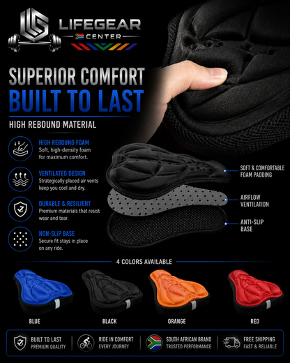 RideFlow™ Elite Bike Seat Cushion – 3D Comfort & Shock Absorption