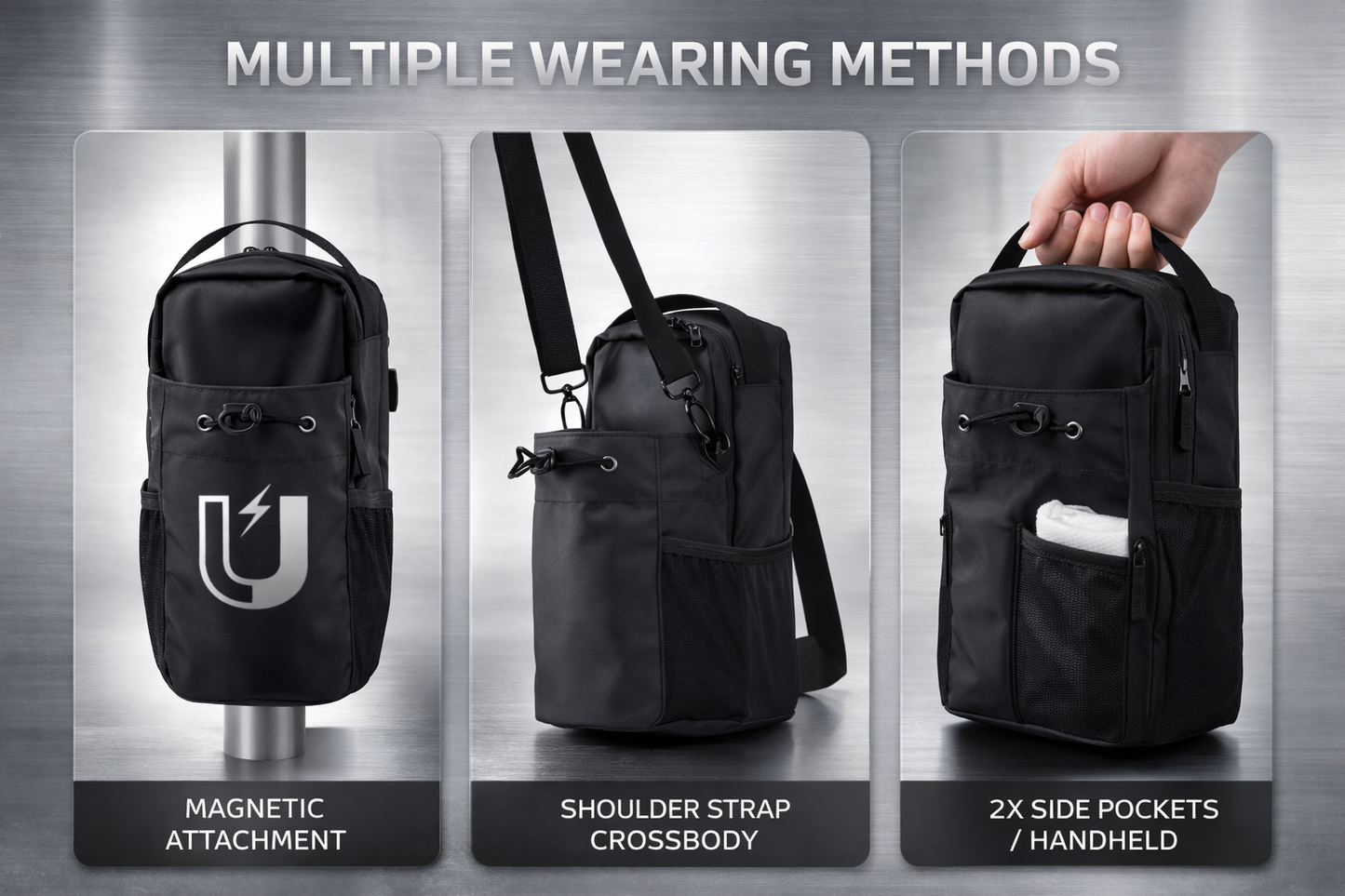 GripFlex Magnetic Gym Bottle Bag – Hands-Free Magnetic Water Bottle Holder for Workouts