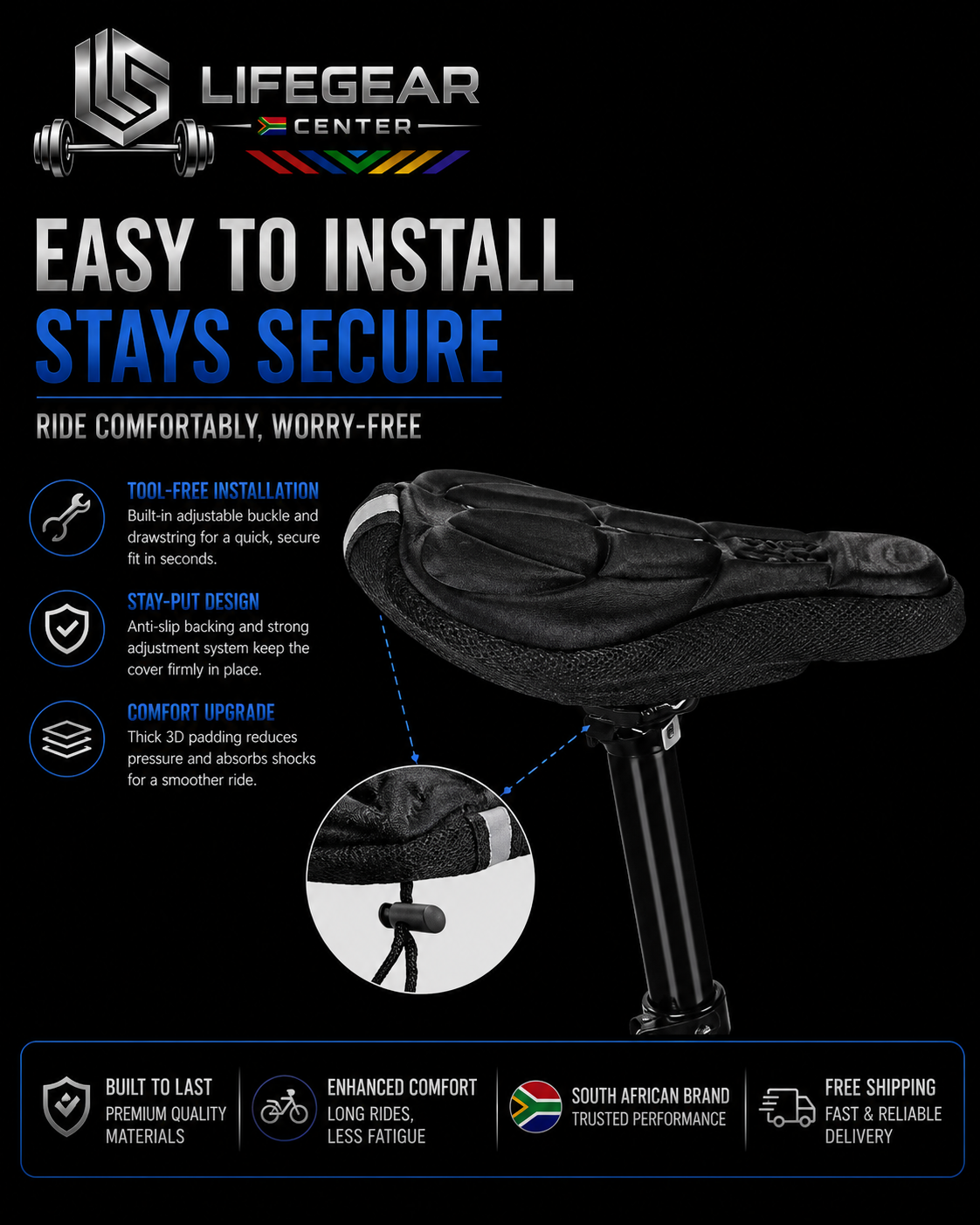 RideFlow™ Elite Bike Seat Cushion – 3D Comfort & Shock Absorption